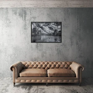 Tableau Peint Industriel - Esthétique Urbaine en Noir et Blanc