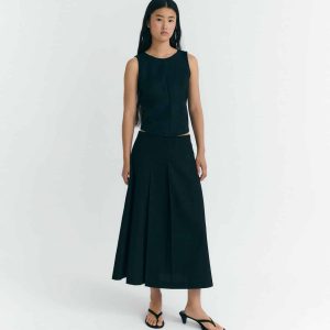 Jupe longue en laine bahia · noir