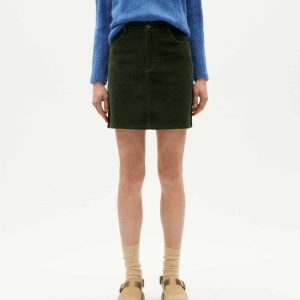 Jupe courte en velours de coton bio marsha · vert bouteille