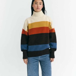 Pull rayé en laine imogen · crème et multicolore