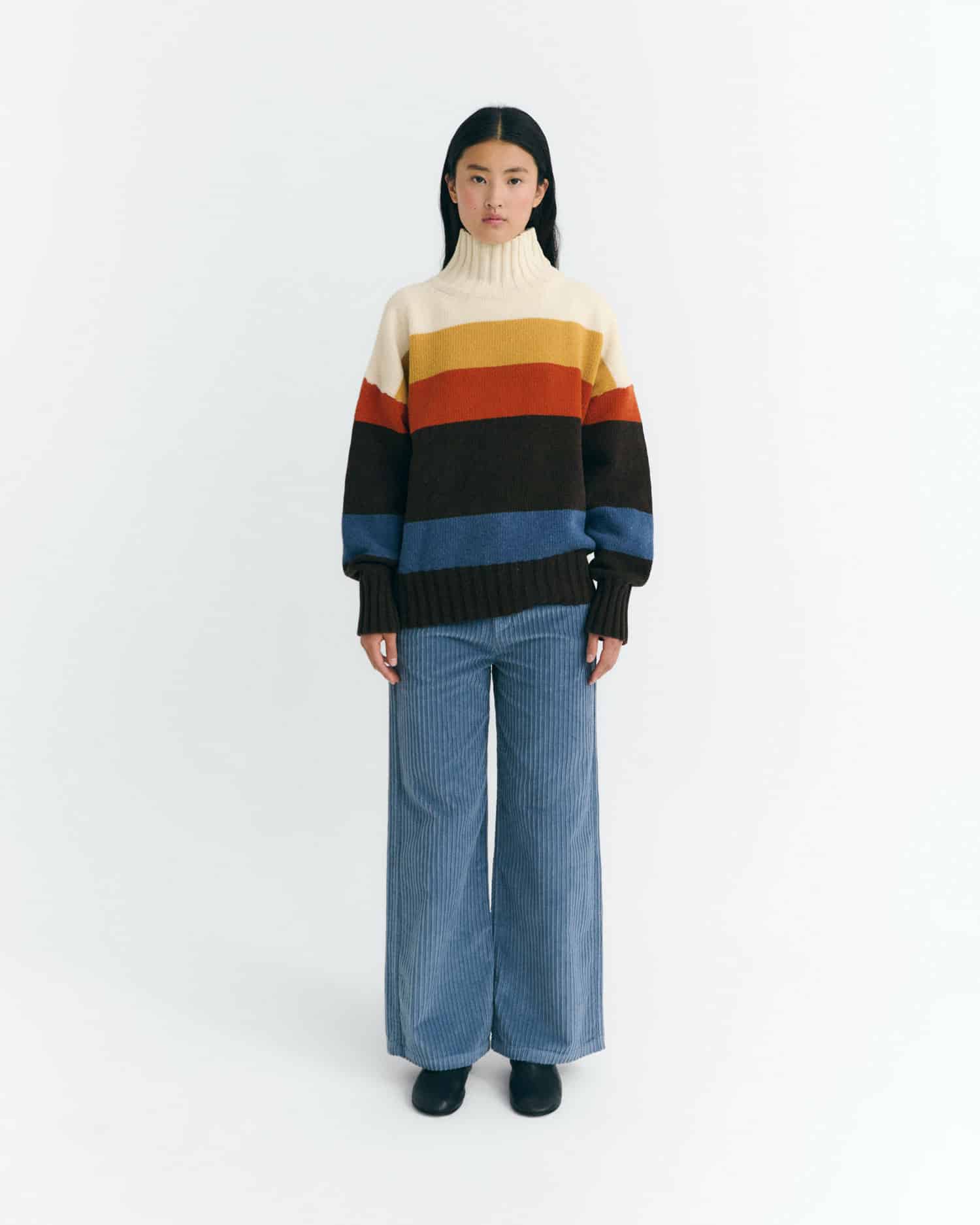 Pull rayé en laine imogen · crème et multicolore – Image 4