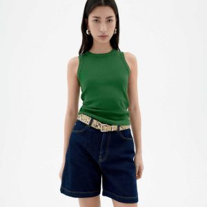Top sans manches en coton bio juliette · vert aneth