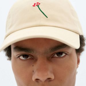 Casquette motif fleur en coton bio flower chris · crème