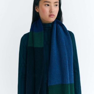 Echarpe en laine moraine guede · bleu et vert