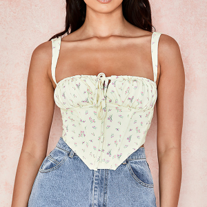 Top bustier d&rsquo;été avec nœud et imprimé floral